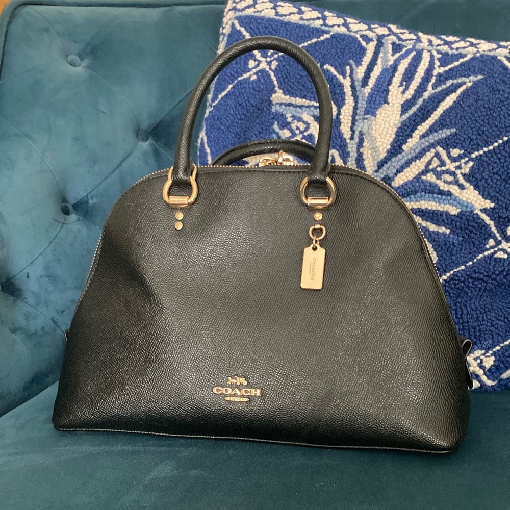 Coach Black Textured Leather Satchel